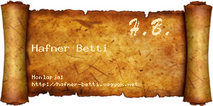 Hafner Betti névjegykártya